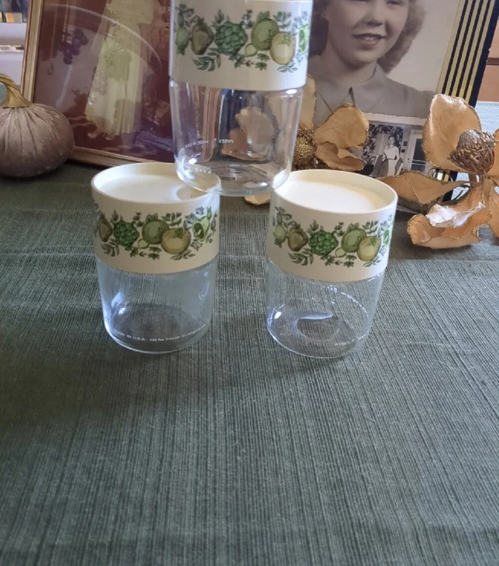 Vintage Pyrex Fruit Pattern Glass Canisters - Set of 3
